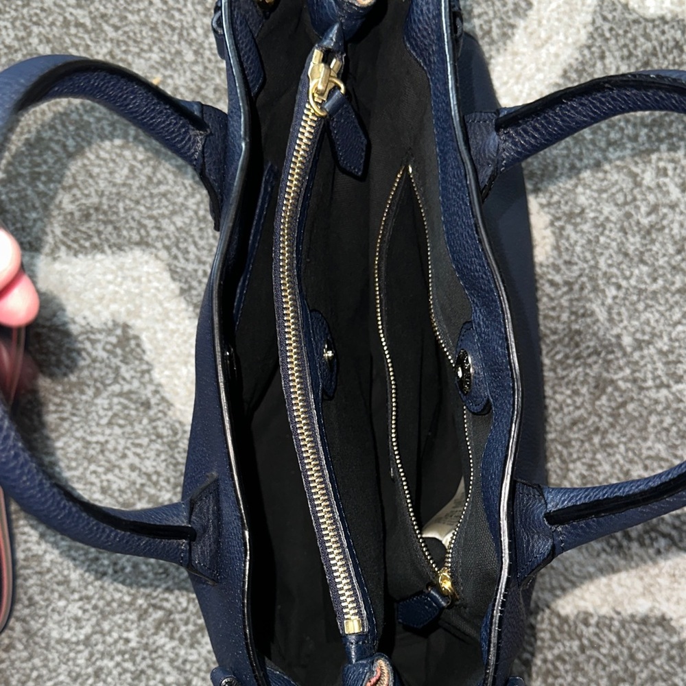 Burberry Navy Blue Leather Tote - Picture 11 of 12